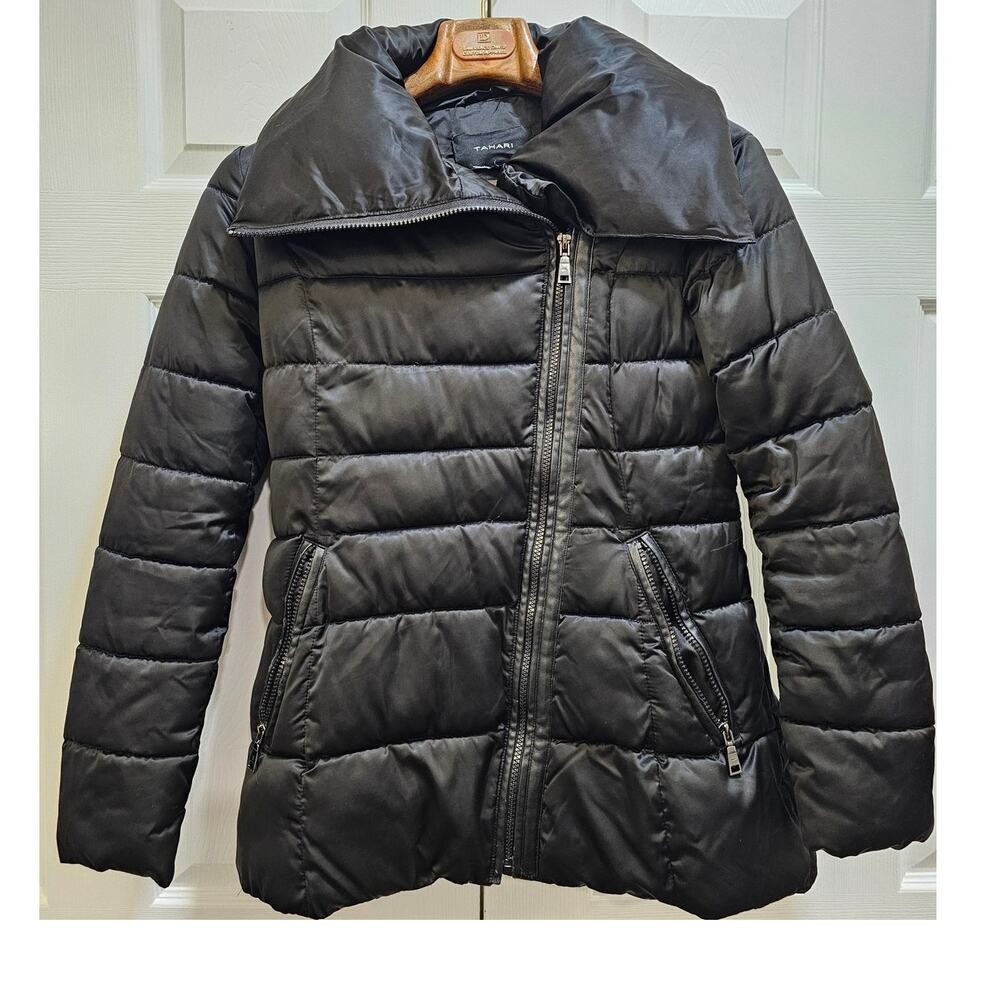 Tahari Puffer Coat Black Size Small